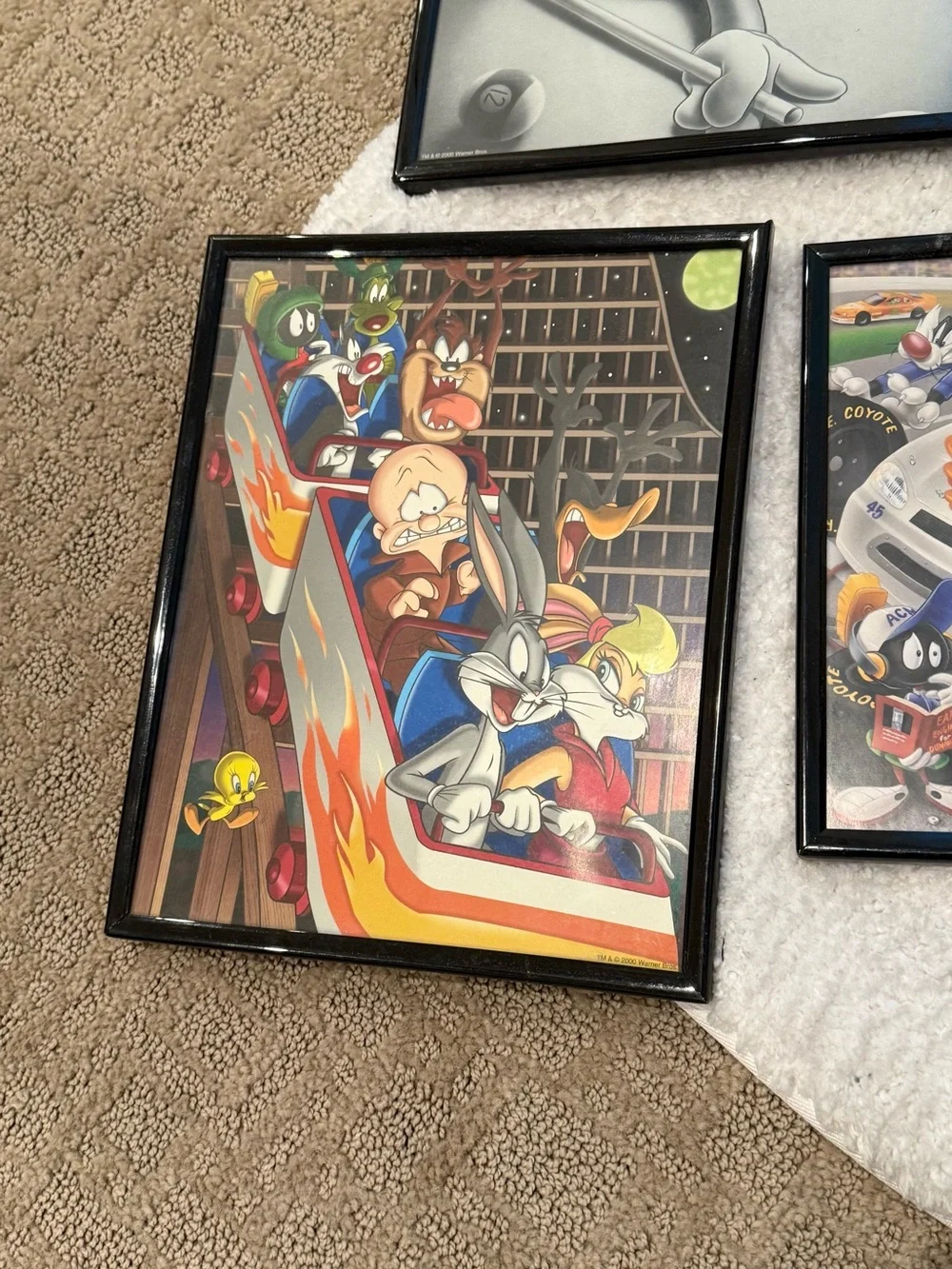 Vintage Looney Tunes Warner Bros Poster Art Dated 2000 Framed Lot Of 6 8x10